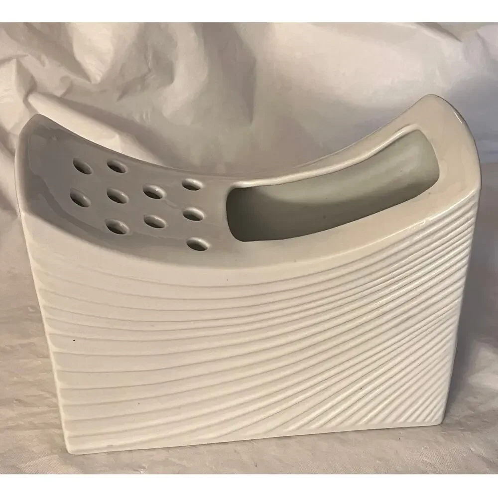 Naaman Artline White Ceramic Flower Vase Pottery Mid Century Vintage